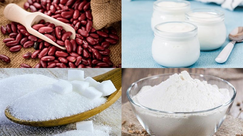 Nguyên liệu món ăn sữa chua đậu đỏ