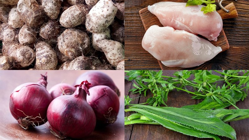 Nguyên liệu món ăn canh khoai sọ thịt gà