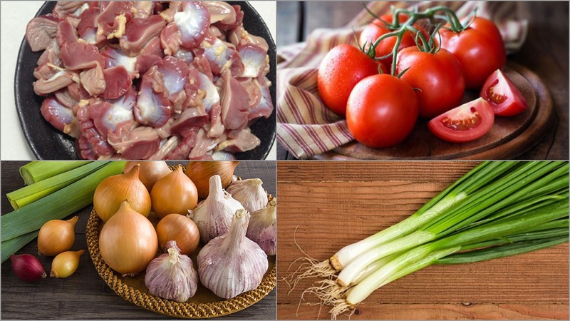 Nguyên liệu món ăn 2 cách làm mề gà xào cay và mề gà xào cà chua