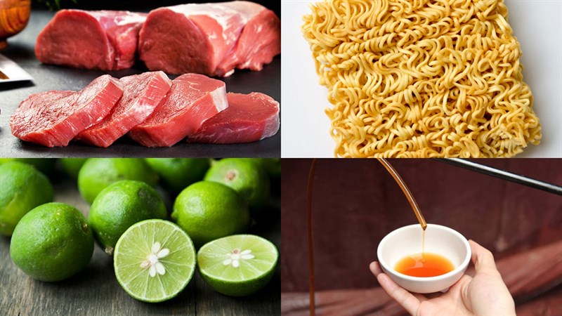Nguyên liệu món ăn 4 cách làm mì trộn bò cay
