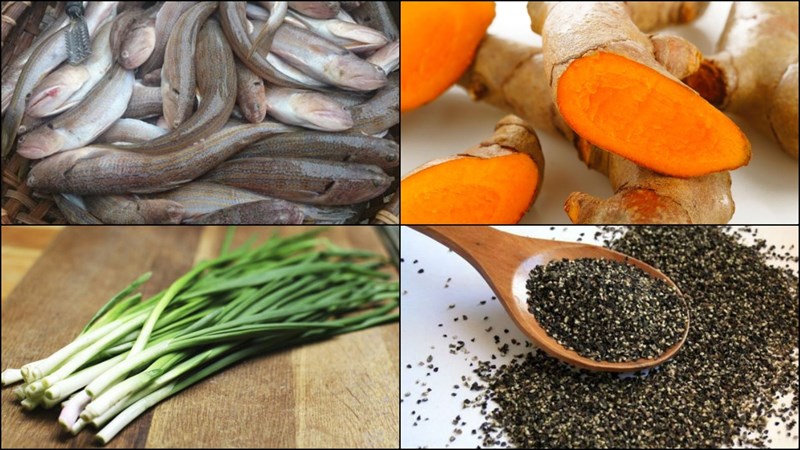 Nguyên liệu món ăn cá mối kho tiêu và cá mối kho nghệ