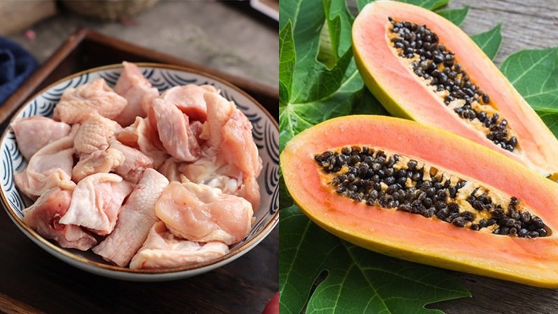 Nguyên liệu món ăn chân gà hầm đu đủ, lẩu gà hầm đu đủ