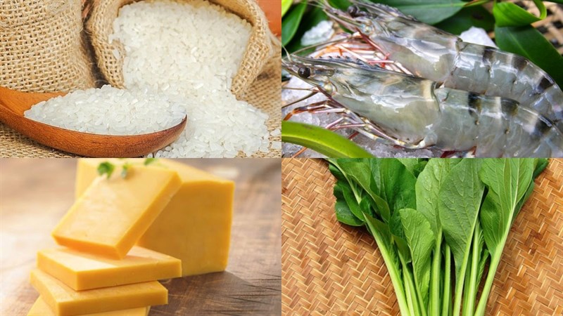 Nguyên liệu món ăn 2 cách nấu cháo tôm rau cải ngọt