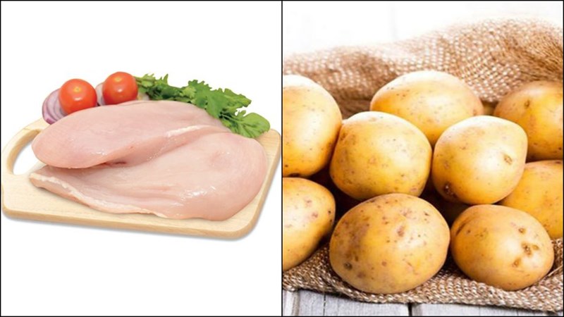 Nguyên liệu món ăn khoai tây xào lòng gà, khoai tây xào ức gà
