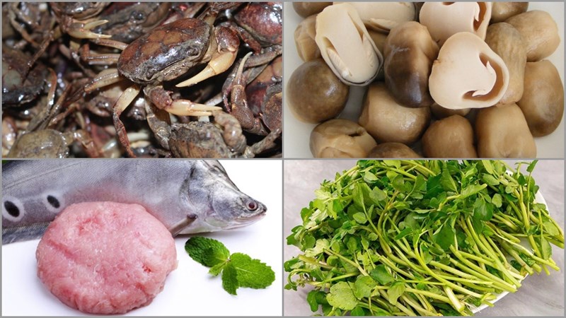 Nguyên liệu món ăn 3 cách nấu canh cua rau nhút, nấm rơm và nấu mẻ