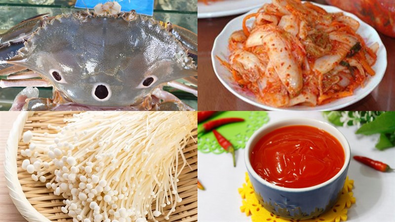Nguyên liệu món ăn canh kim chi hải sản