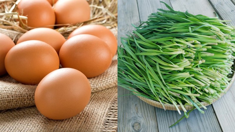Nguyên liệu món ăn trứng rán lá hẹ