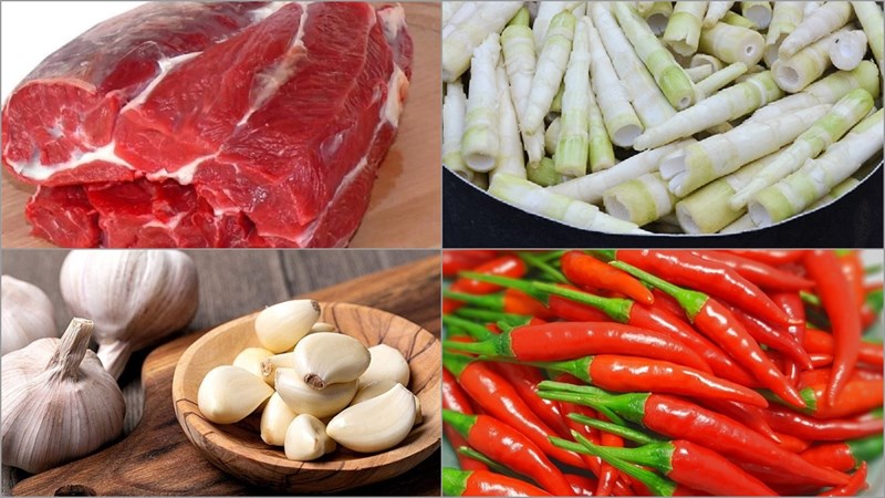 Nguyên liệu món ăn 3 cách làm bắp bò kho măng, sả ớt và thơm (dứa)