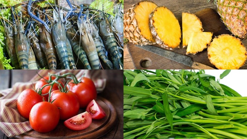 Nguyên liệu món ăn lẩu tôm chua cay