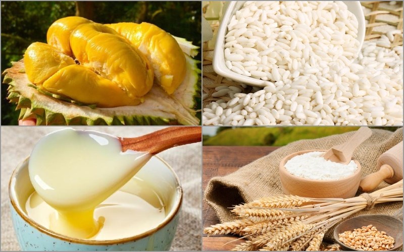 Nguyên liệu món ăn xôi xiêm sầu riêng