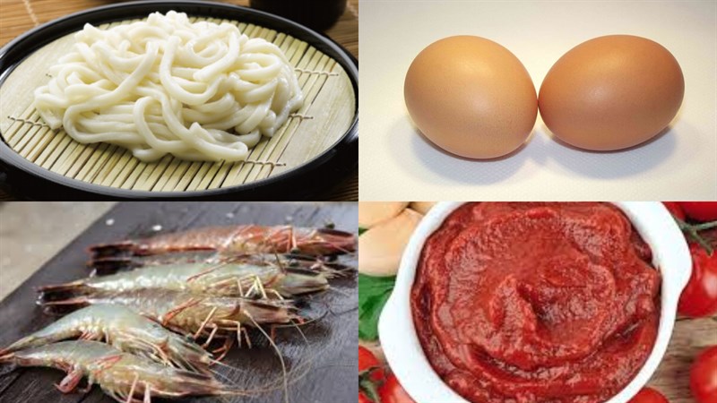 Nguyên liệu món ăn mì udon xào trứng cà chua