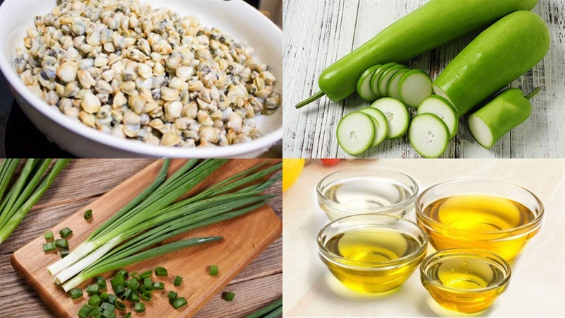 Nguyên liệu món ăn hến xào rau muống, hến xào bầu, hến xào bắp cải