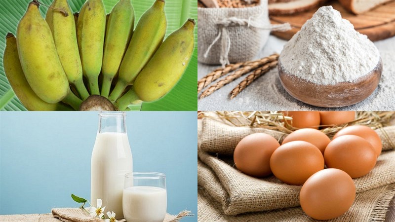 Nguyên liệu món ăn bánh chuối nướng bằng chảo chống dính