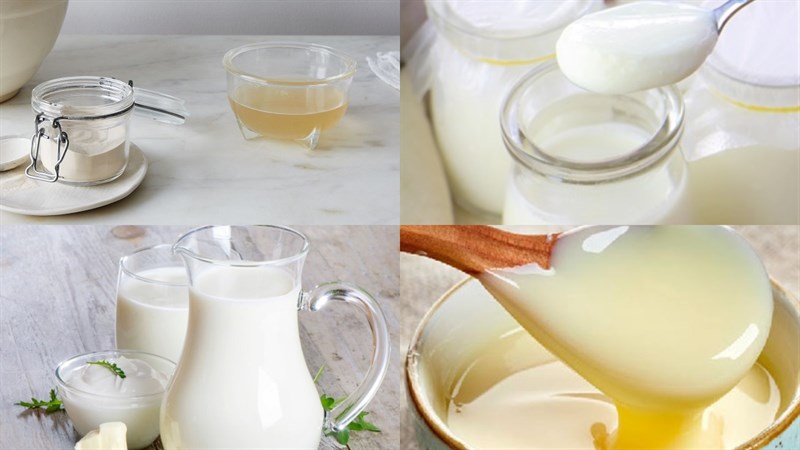 Nguyên liệu món ăn thạch sữa chua truyền thống, thạch sữa chua matcha, thạch sữa chua hạt é