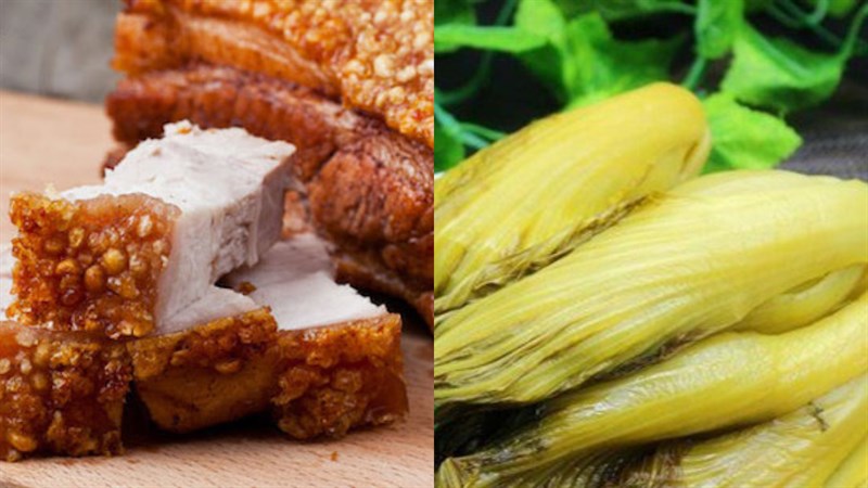 Nguyên liệu món ăn heo quay xào cải chua (dưa cải)