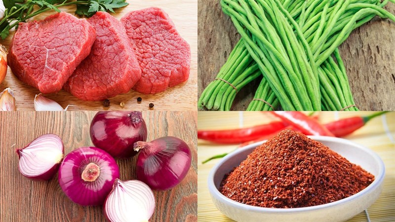 Nguyên liệu món ăn đậu đũa xào thịt bò