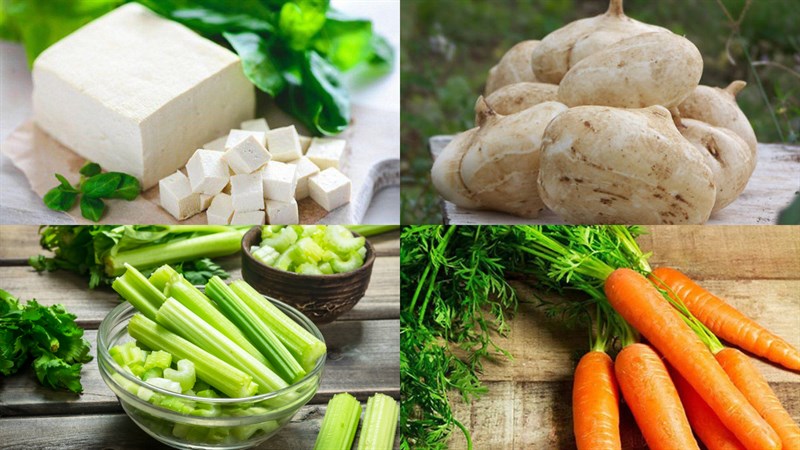 Nguyên liệu món ăn đậu hũ xào cần tây chay