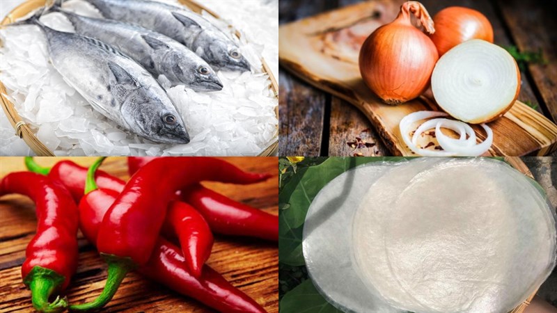 Nguyên liệu món ăn cá ồ hấp cuốn bánh tráng