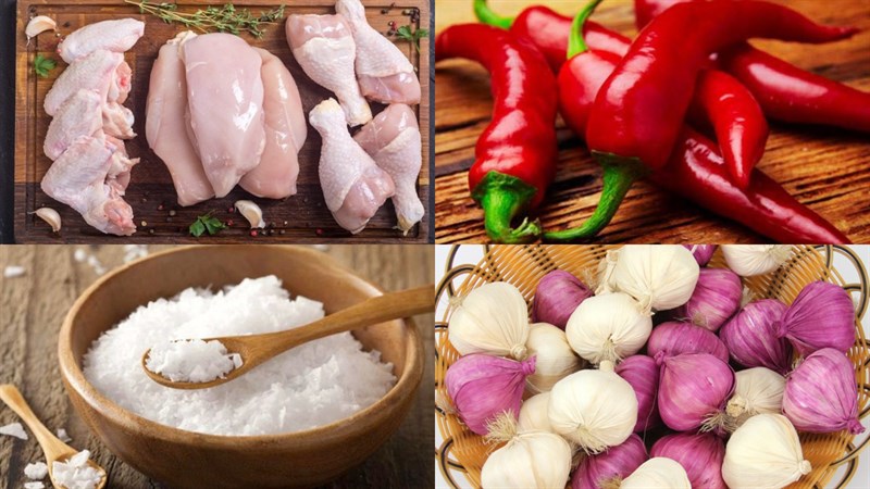 Nguyên liệu món ăn gà chiên muối ớt