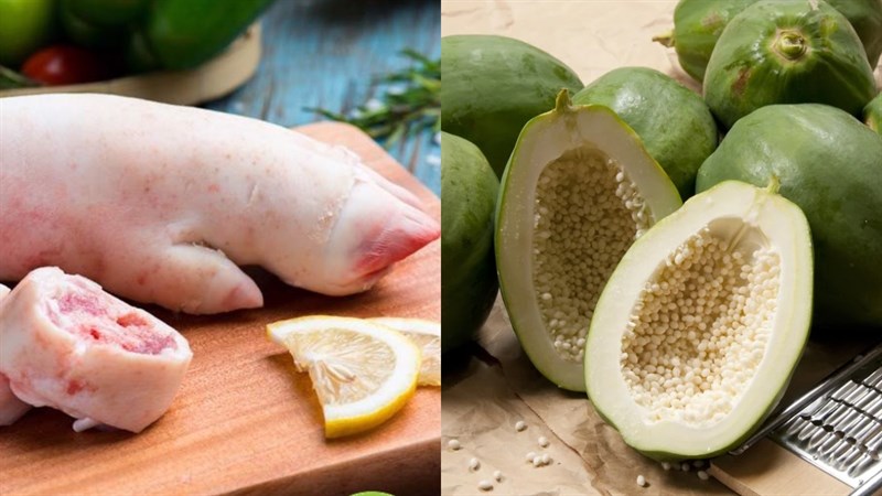 Nguyên liệu món ăn chân giò hầm đu đủ và chân giò hầm hạt sen
