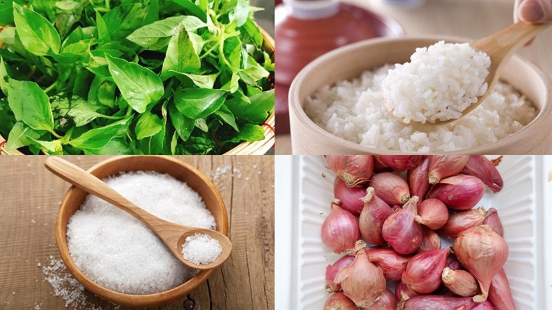 Nguyên liệu món ăn cơm chiên muối é tôm, cơm chiên muối é