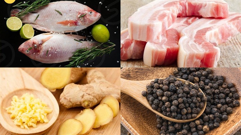 Nguyên liệu món ăn 2 cách làm cá diêu hồng kho tiêu