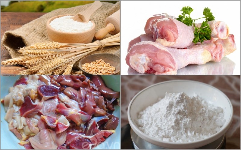 Nguyên liệu món ăn bánh ướt lòng gà