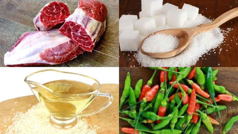 Nguyên liệu món ăn bắp bò ngâm chua ngọt