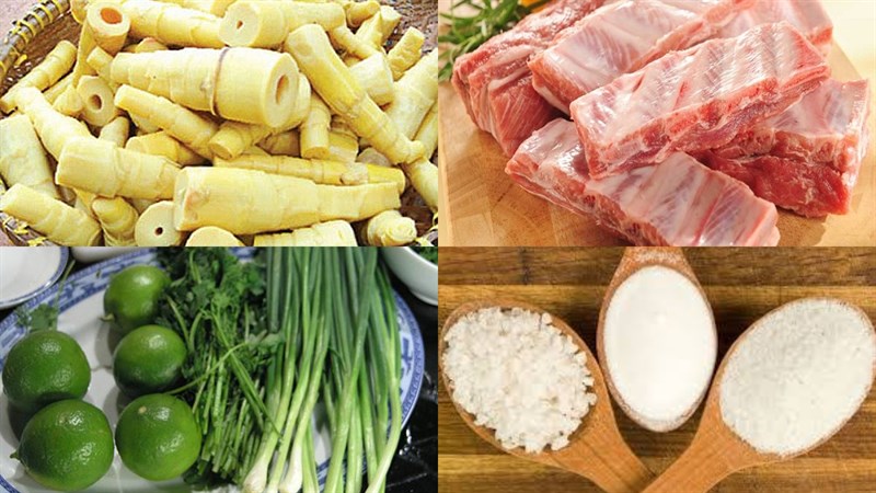 Nguyên liệu món ăn 3 cách làm bún măng sườn, mọc và bò