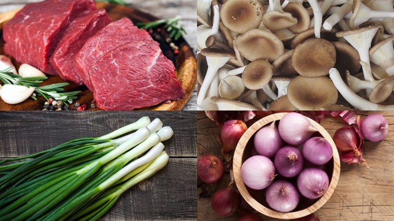 Nguyên liệu món ăn nấm bào ngư xào thịt bò