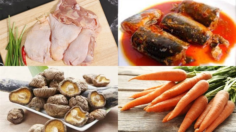 Nguyên liệu món ăn 3 cách làm thịt gà nấu cá mòi hộp