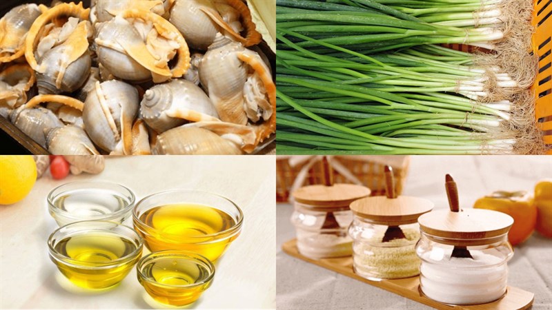 Nguyên liệu món ăn ốc tỏi nướng mỡ hành