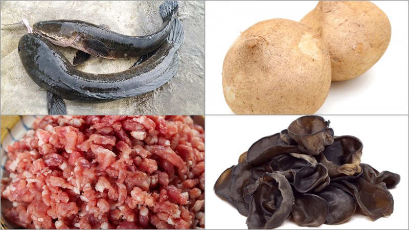 Nguyên liệu món ăn cách làm cá lóc hấp củ sắn