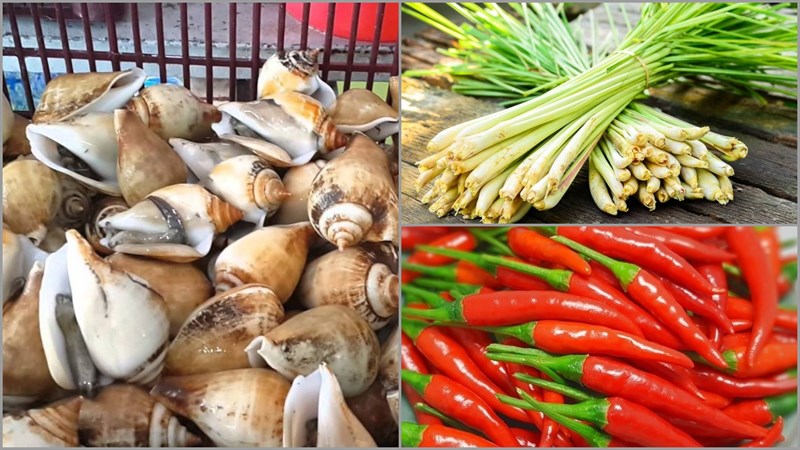 Nguyên liệu món ăn ốc nhảy hấp sả