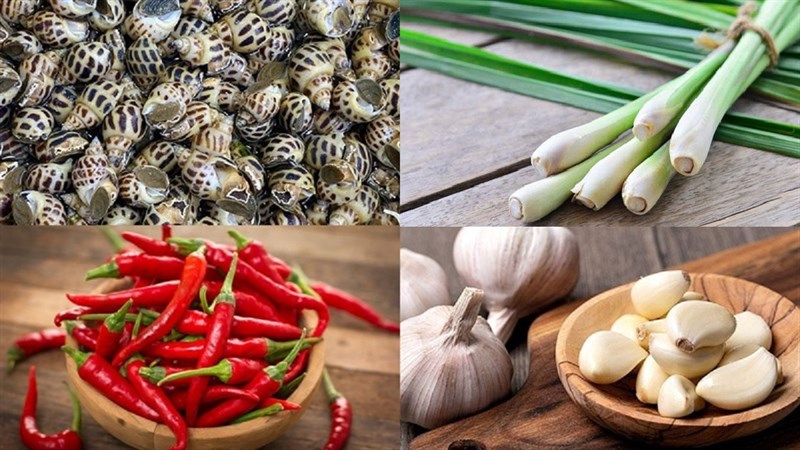 Nguyên liệu món ăn ốc hương xào sả ớt