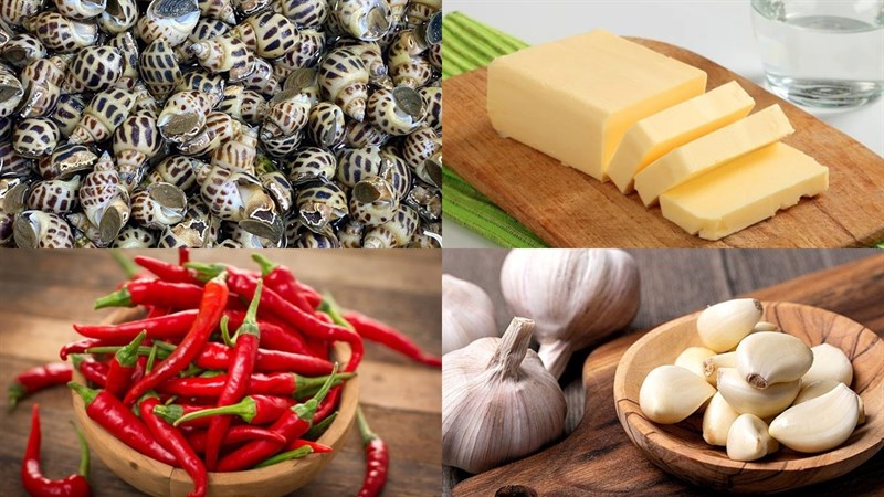 Nguyên liệu món ăn ốc hương xào bơ tỏi