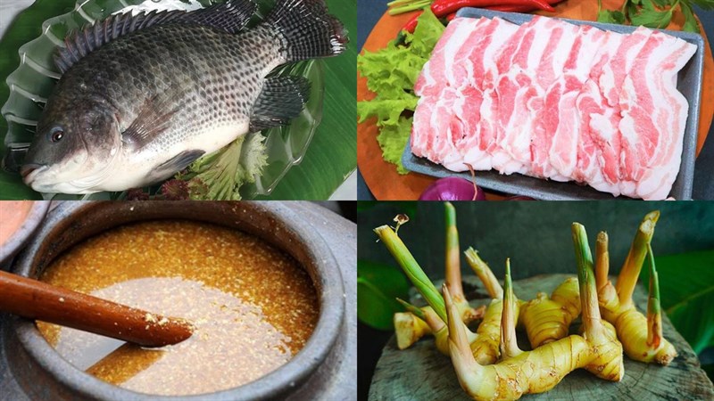 Nguyên liệu món ăn cá rô phi kho tương riềng