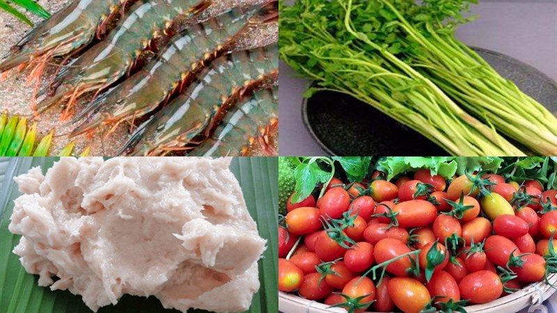 Nguyên liệu món ăn 2 cách nấu canh tôm cần nước và củ cải