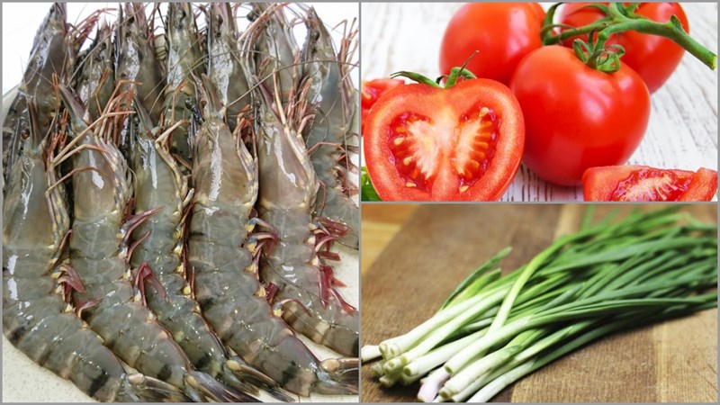 Nguyên liệu món ăn tôm sốt cà chua