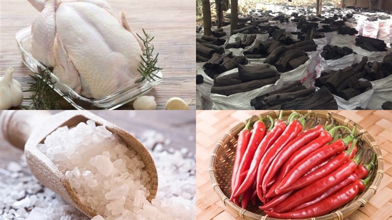 Nguyên liệu món ăn gà nướng than hoa và gà nướng than củi