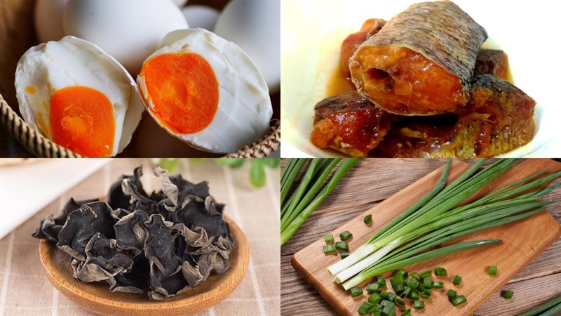 Nguyên liệu món ăn mắm chưng trứng muối