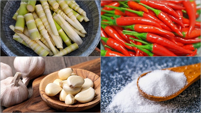 Nguyên liệu món ăn măng ngâm ớt chua cay