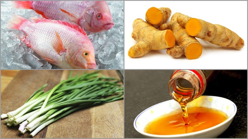 Nguyên liệu món ăn cá diêu hồng kho nghệ