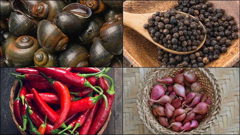 Nguyên liệu món ăn 3 cách làm ốc bươu nướng tiêu
