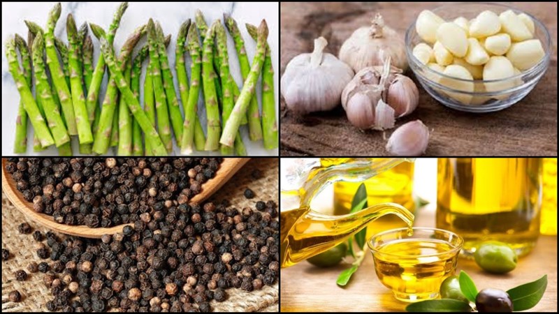 Nguyên liệu món ăn măng tây nướng tỏi và măng tây nướng phô mai