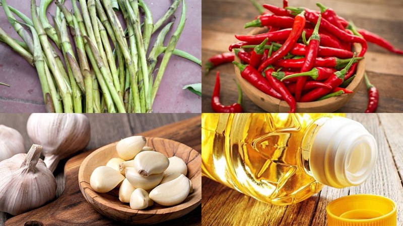 Nguyên liệu món ăn ngó môn xào tỏi