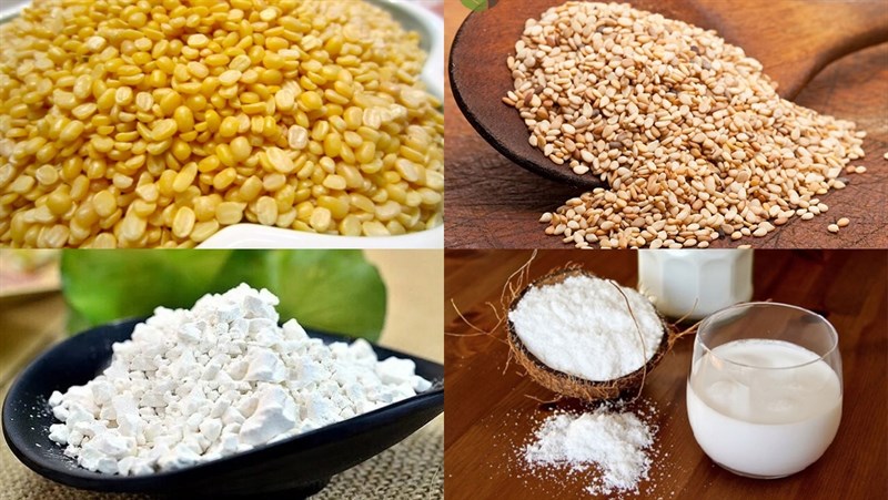 Nguyên liệu món ăn bánh trôi đậu xanh chay, bánh trôi chay màu sắc