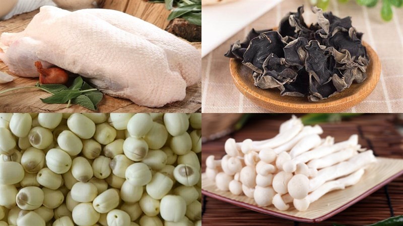 Nguyên liệu món ăn vịt hầm hạt sen