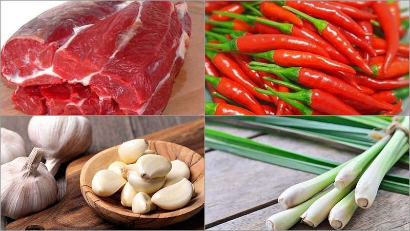 Nguyên liệu món ăn 3 cách làm bắp bò kho măng, sả ớt và thơm (dứa)