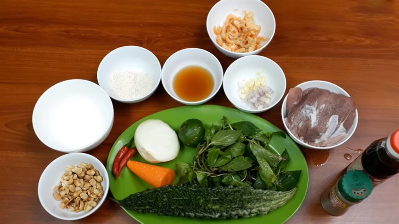 Nguyên liệu món ăn gỏi khổ qua tôm thịt